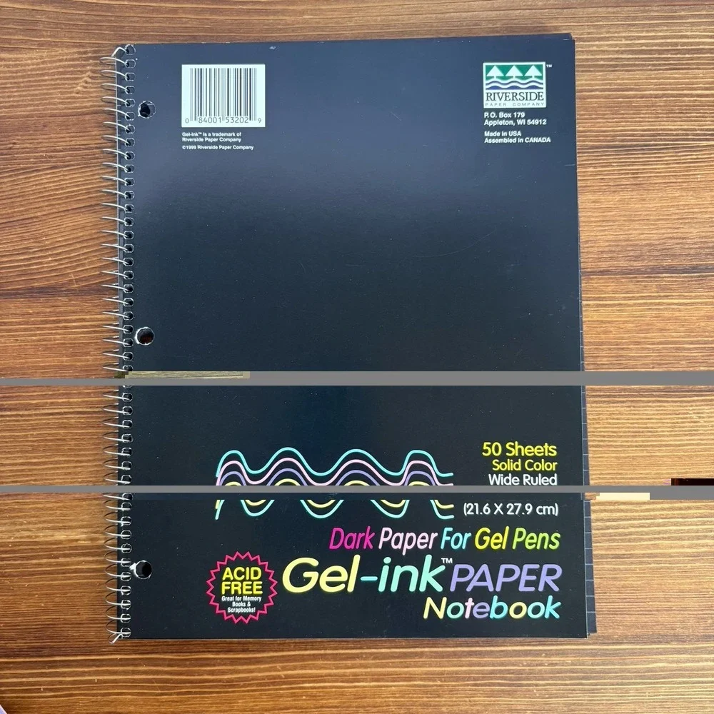 Lot of 5 Riverside Gel-Ink Paper Notebooks Wide Ruled Blue Pink Purple And Black